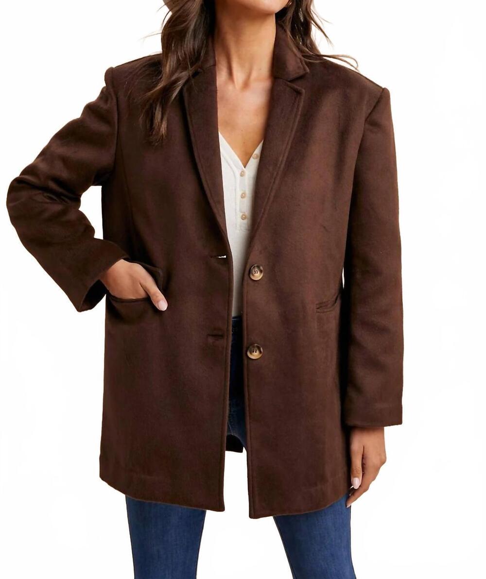 NEW IN-LOOM suede season blazer in chocolate
